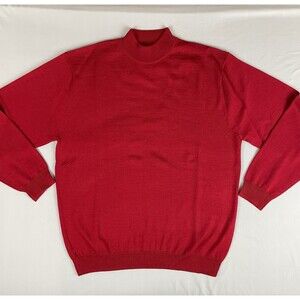 Linea Uomo Italian Merino Wool Blend Sweater Men's XL Red Berry Pullover Basic